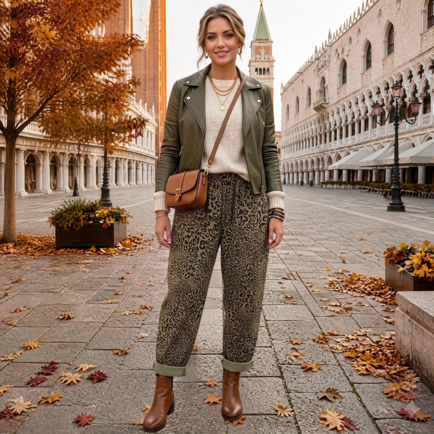 Leopard Print Stretch Magic Trousers