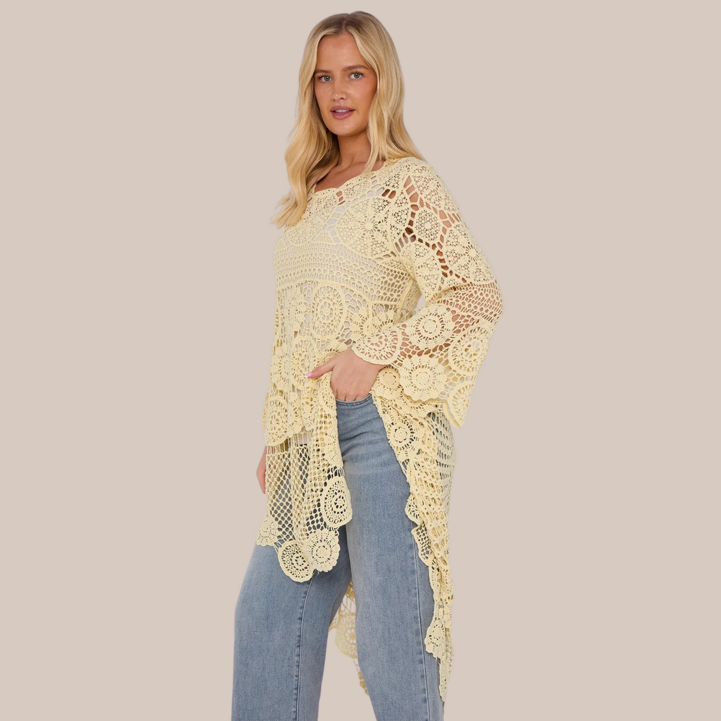 Crochet high low top. Available in various colours