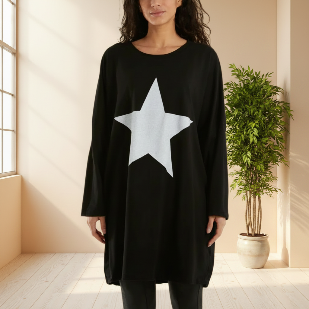 Black Foil Star Side Pocket Sweatshirt