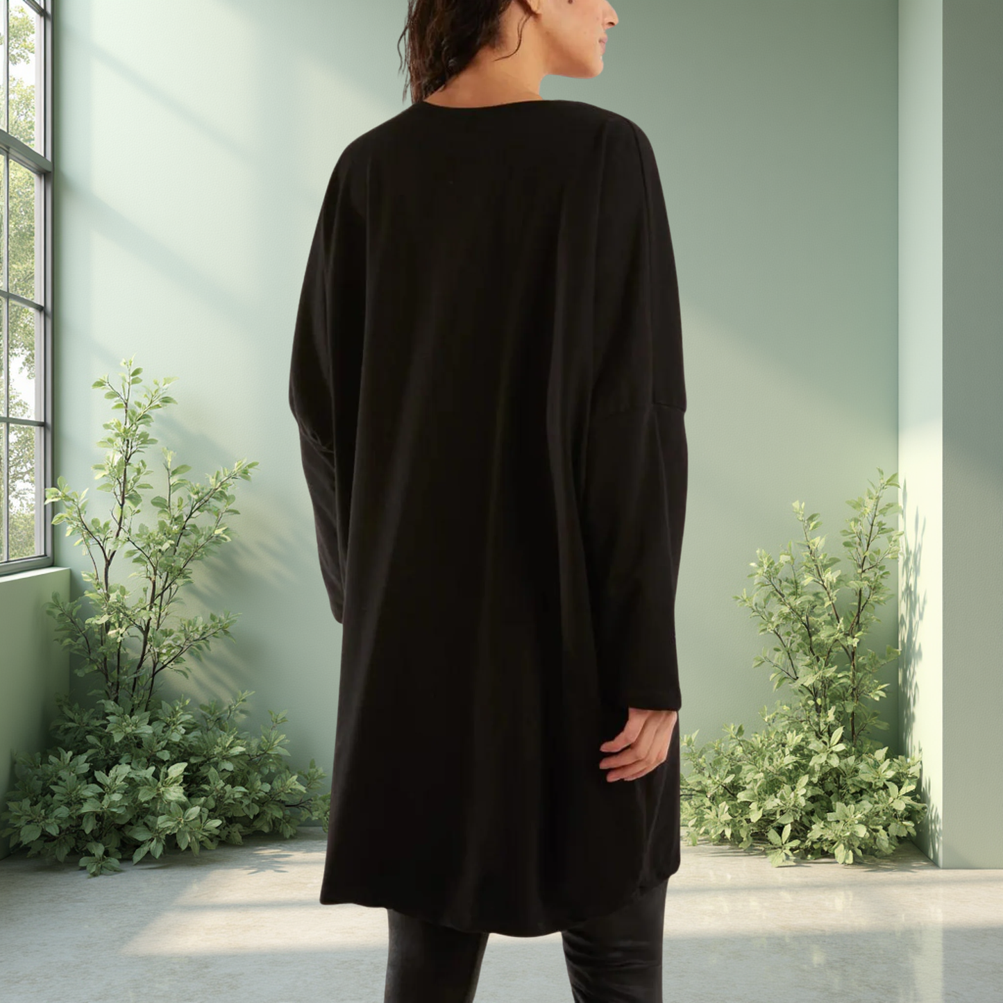 Black Foil Star Side Pocket Sweatshirt Dress