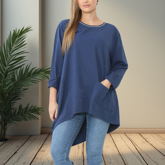 Comfy Oversized Sweatshirt With Neck Detail - Available In Various Colours