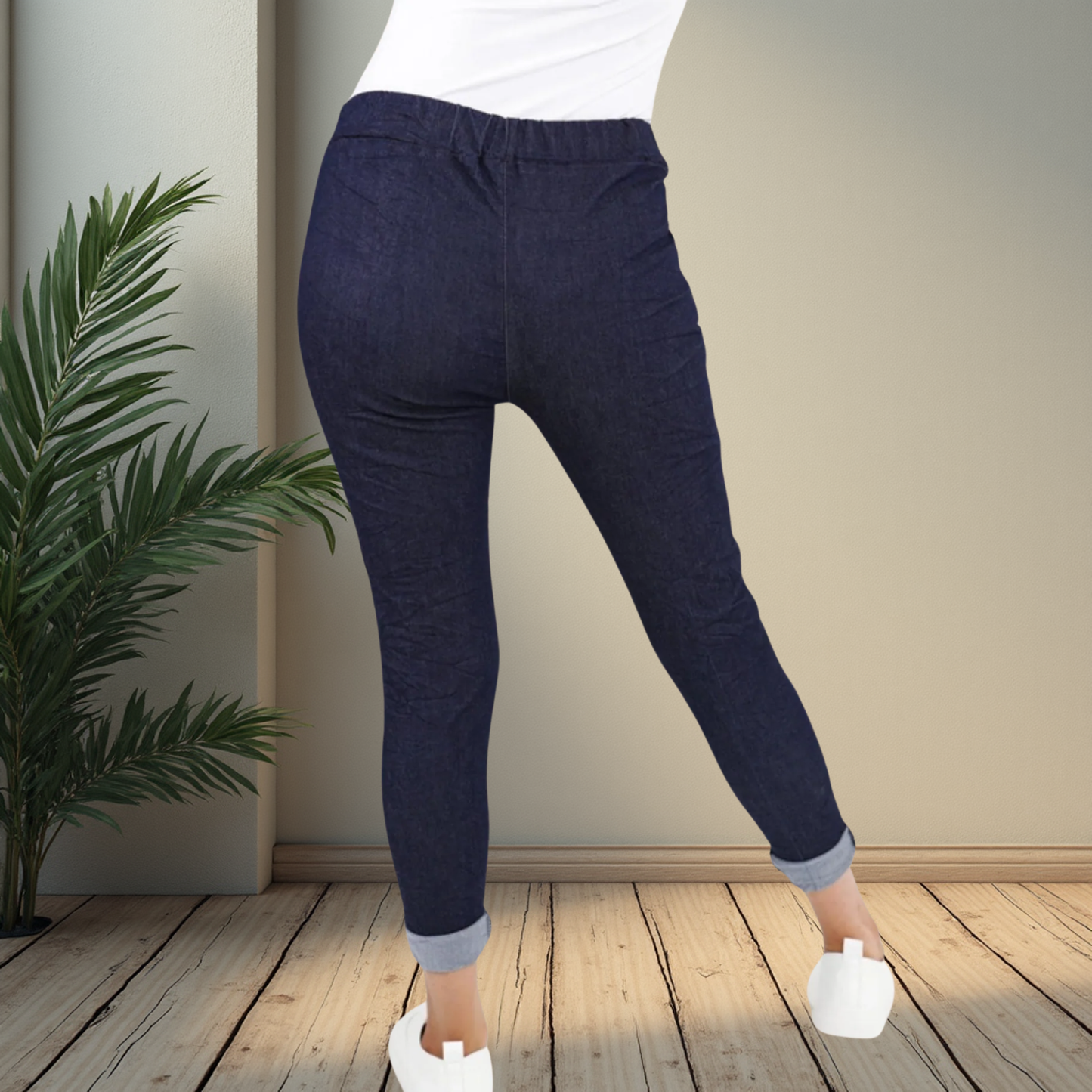 Denim Look Magic Stretch Trousers - Available In Two Sizes