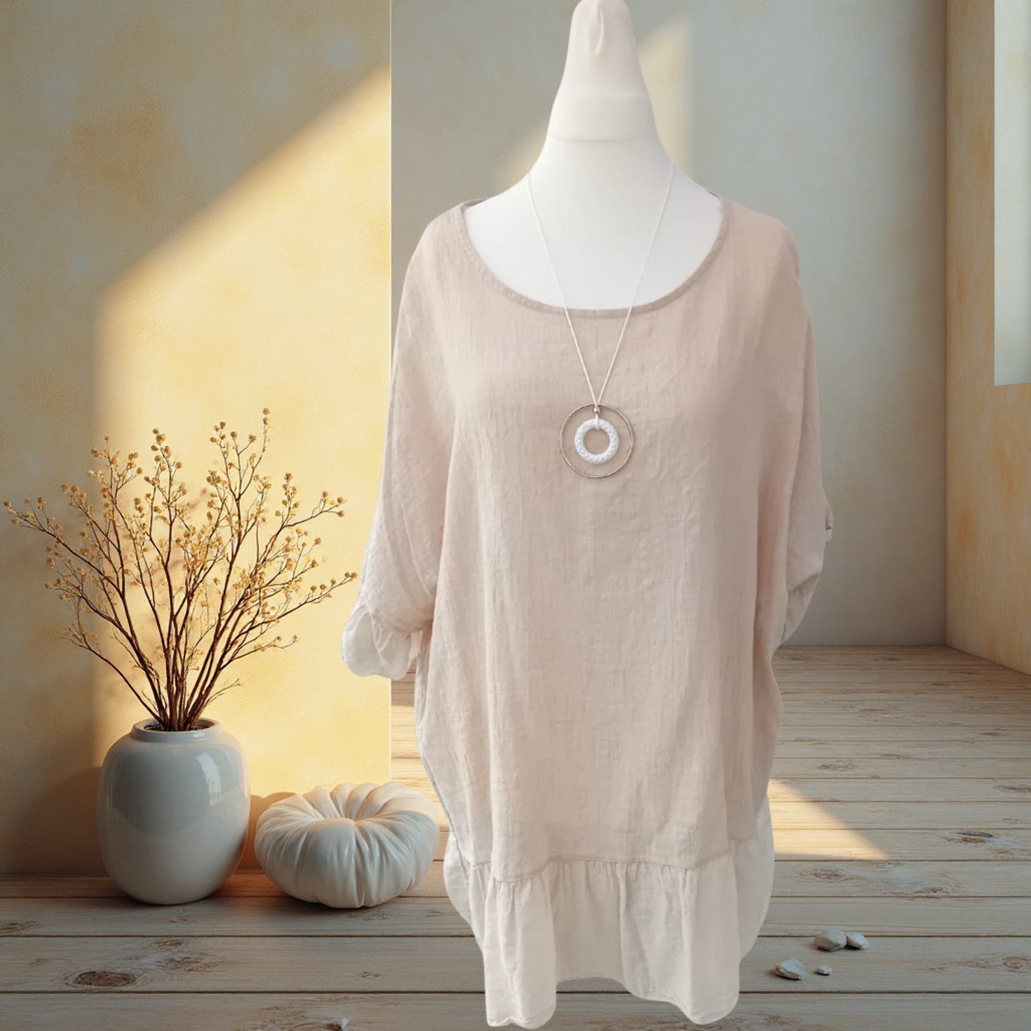 Frill Hem & Sleeve Floaty Top - Available In Various Colours