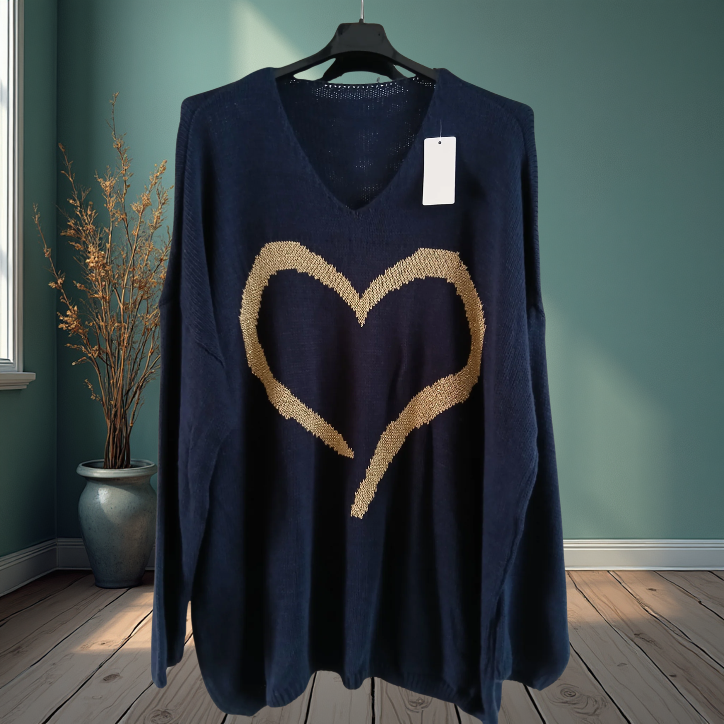 Gold Heart Design Jumper - Available In Various Colours