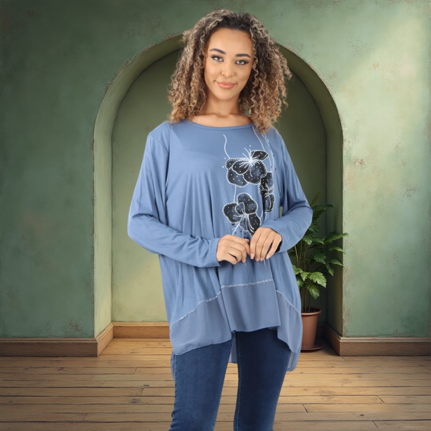 Round Neck Long Sleeve Top - Also Available In Denim