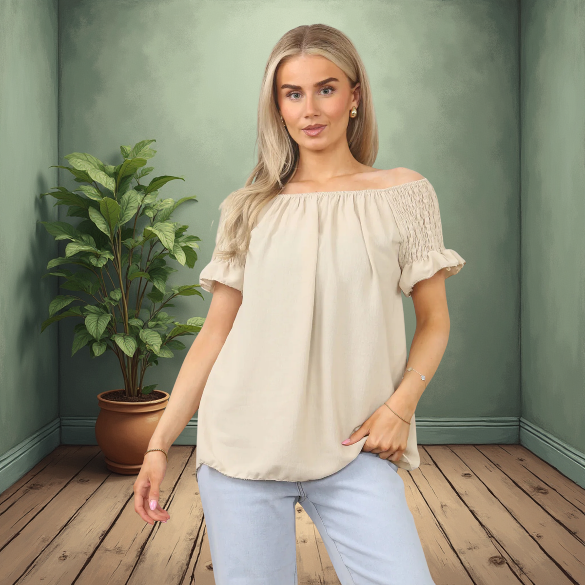 Short Sleeve Off The Shoulder Top
