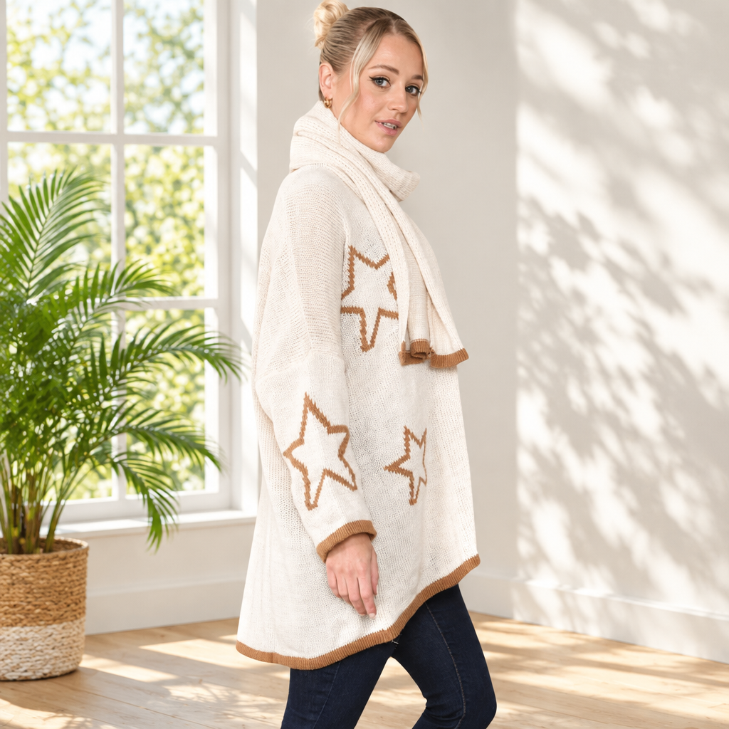 Star Knitted Jumper With Matching Scarf
