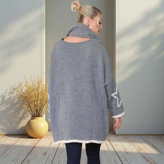 Star Knitted Jumper With Matching Scarf - Available In Other Colours