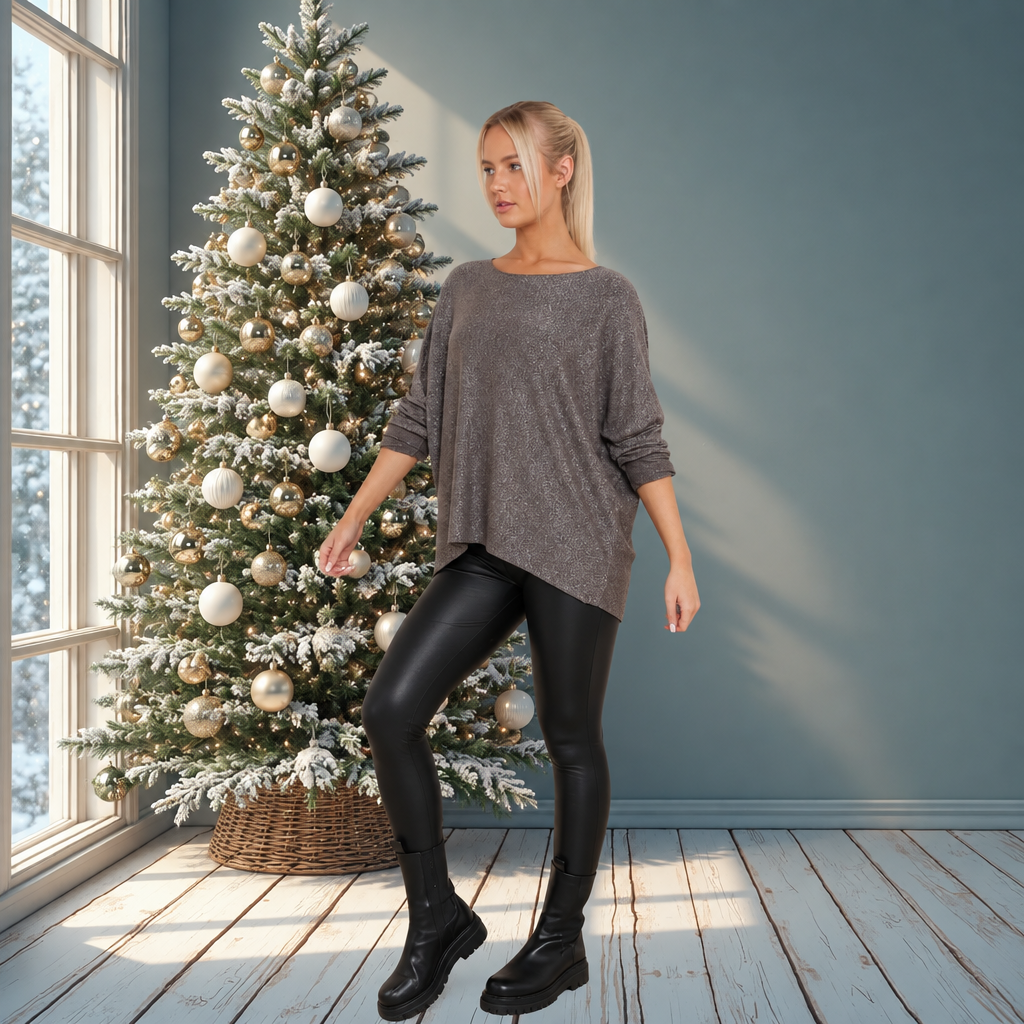 Soft Feel Glitter Top - Available In Various Colours