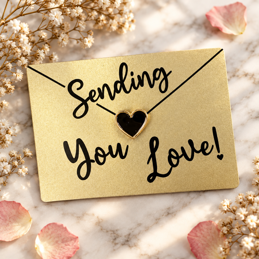 Postcard Style Card With Enamel Heart Pin