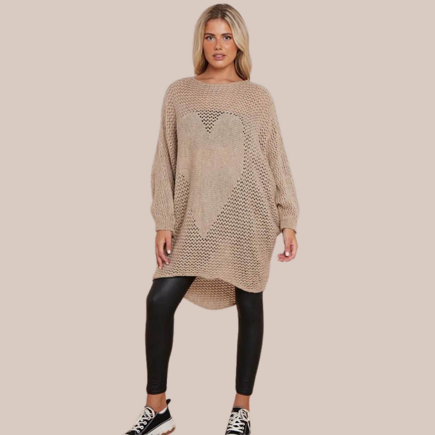 Heart knit oversized jumper