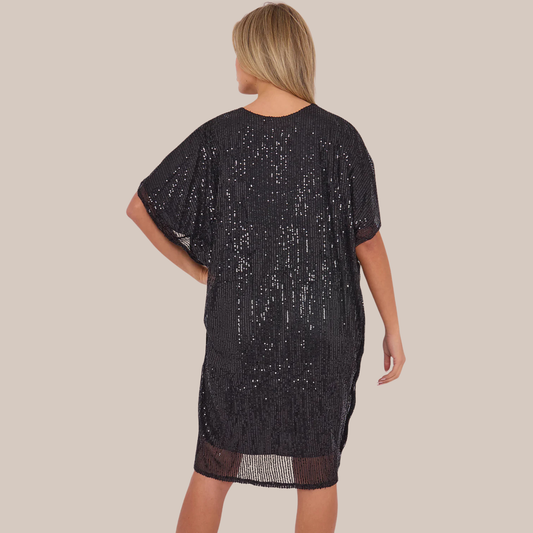 Sequin V Neck Tunic Dress - Available In Various Colours