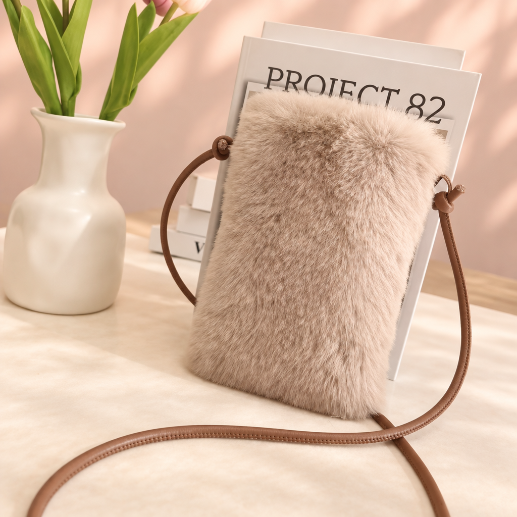 Faux Fur Crossbody Phone Bag-Available In Other Colours