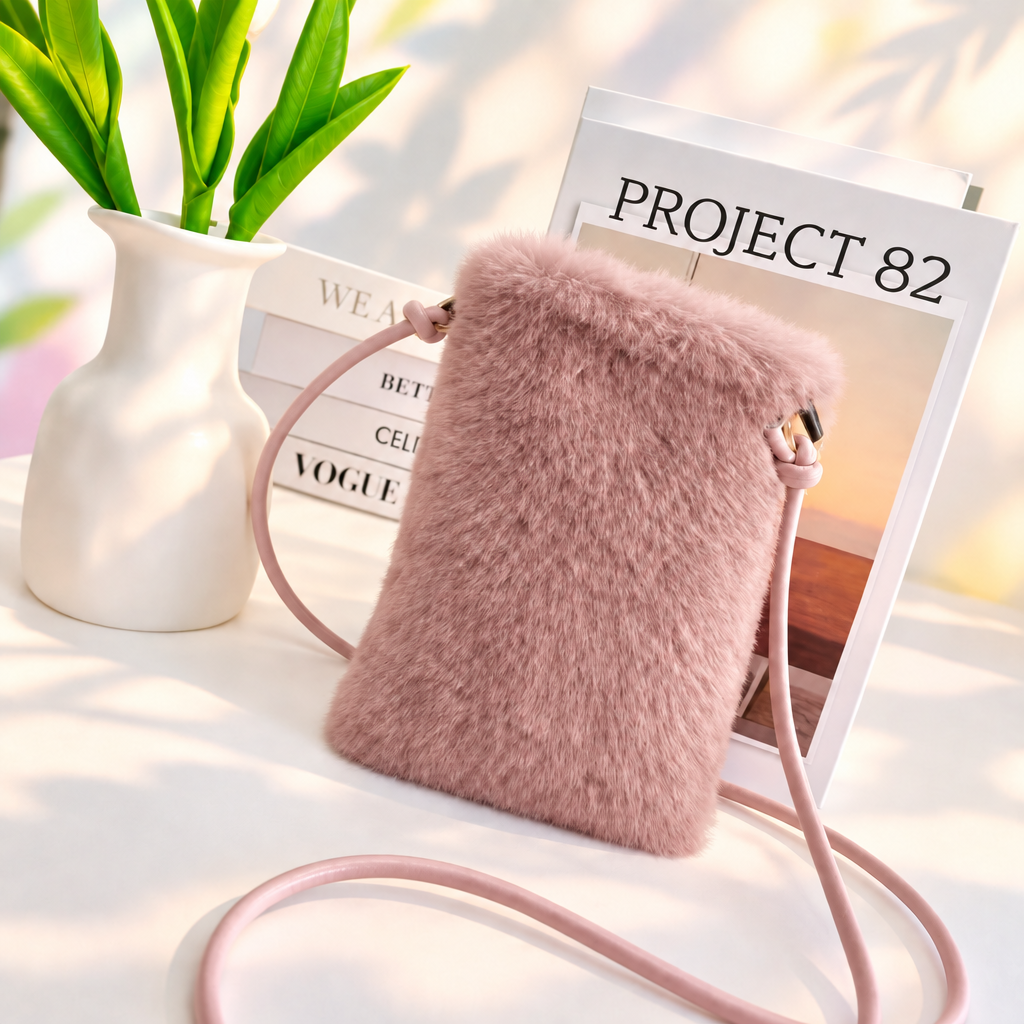 Faux Fur Crossbody Phone Bag-Available In Other Colours
