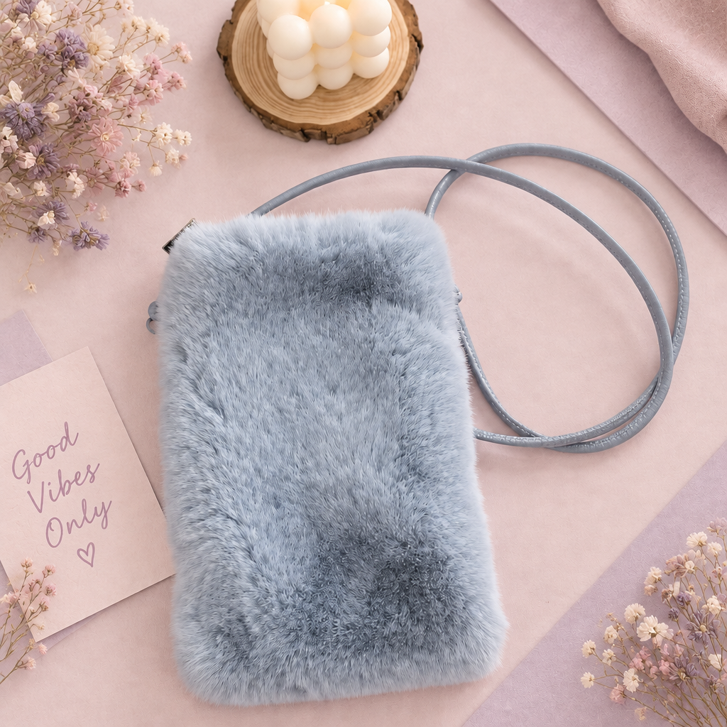 Faux Fur Crossbody Phone Bag-Available In Other Colours