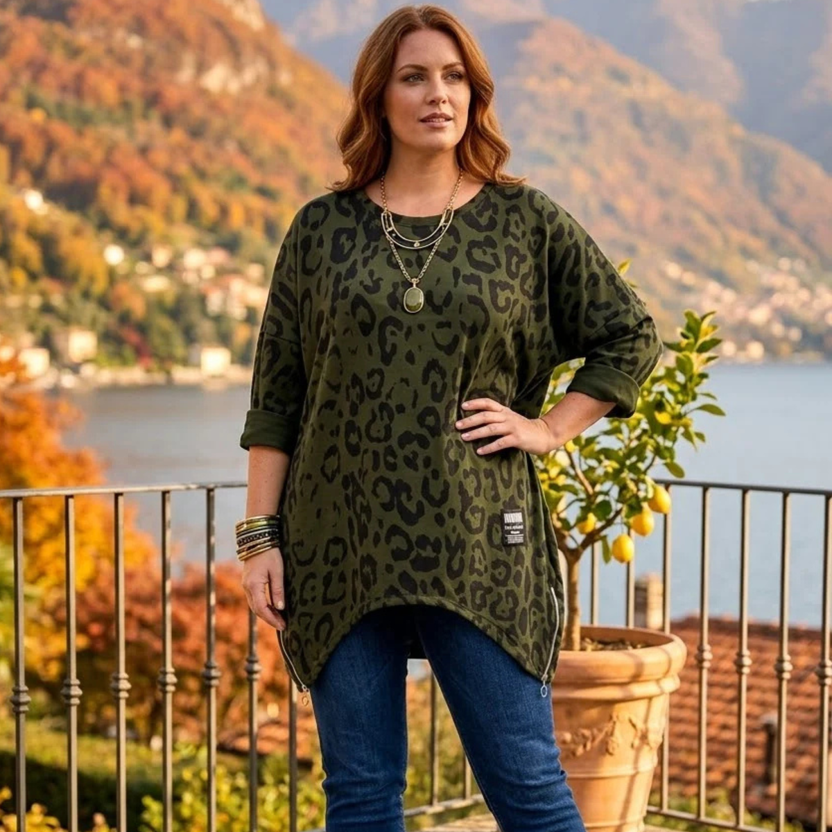 Oversized Leopard Print Sweatshirt Sweatshirt-Also Available In Brown