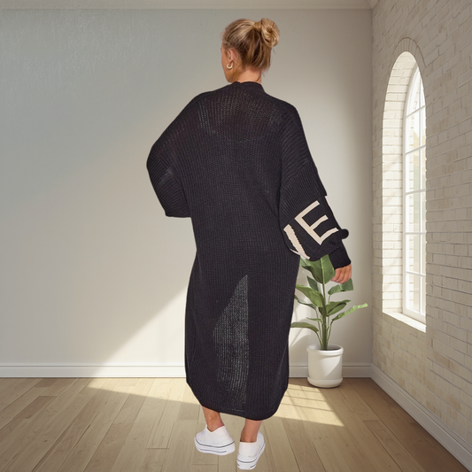 Love Detail Balloon Sleeve Open Cardigan-Also Available In Black