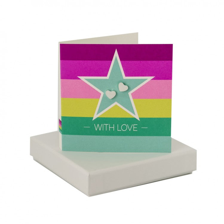 Boxed Greeting Card With Heart Earrings