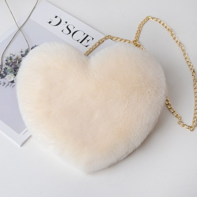 Faux Fur Small Heart Bag - Available In Other Colours