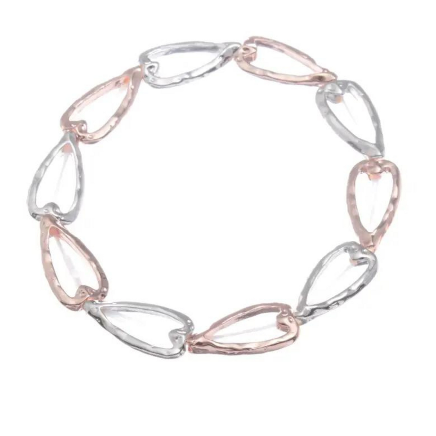 Linked Stretch Bracelet In Silver and Rose Gold