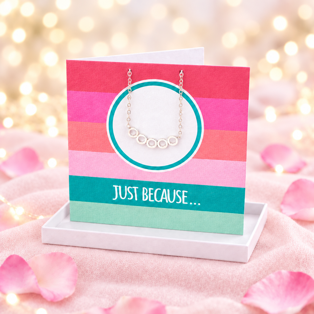 Just Because Boxed Greeting Card With Circle Necklace