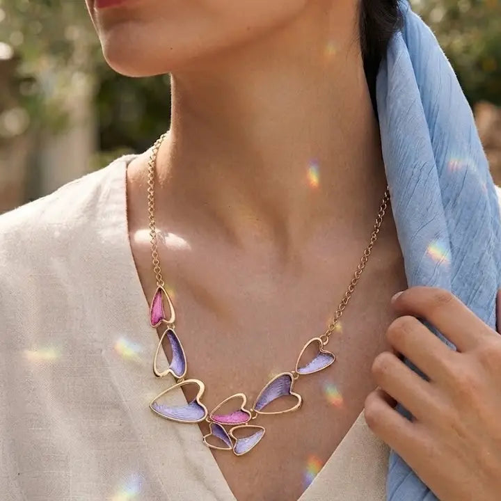 Heart Enamel Statement Necklace-Available In Other Colours