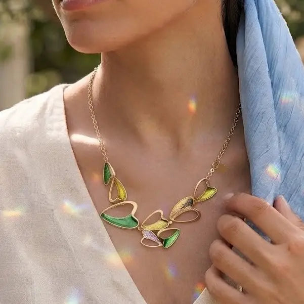 Heart Enamel Statement Necklace-Available In Other Colours