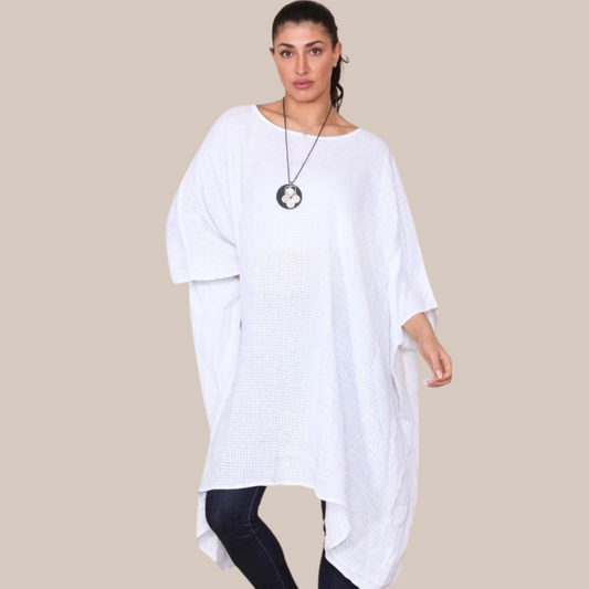 Mesh weave oversized kaftan. Available in other colours