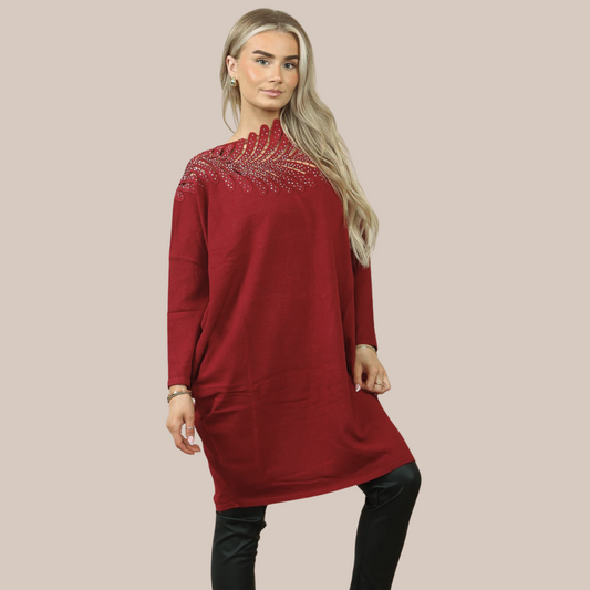 Dark red detail jumper