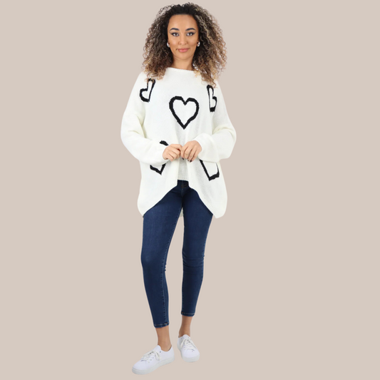 Heart design jumper. Available in various colours