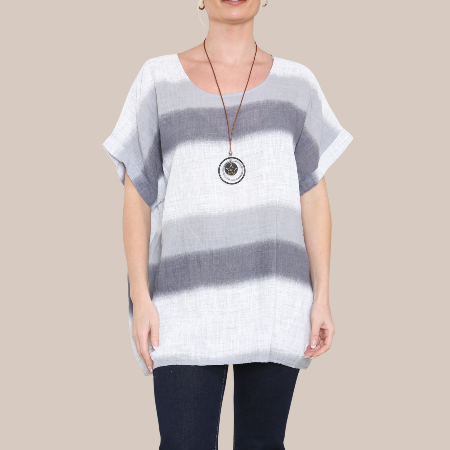 Ombre Stripe top. Also available in Khaki