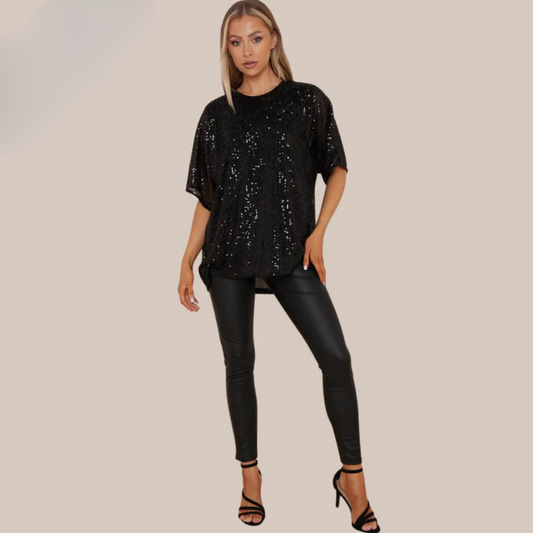 Black sequin top
