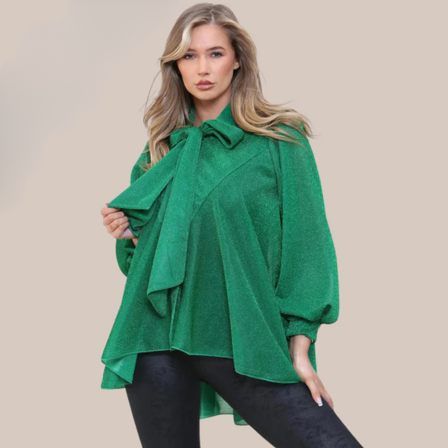 Green oversized blouse