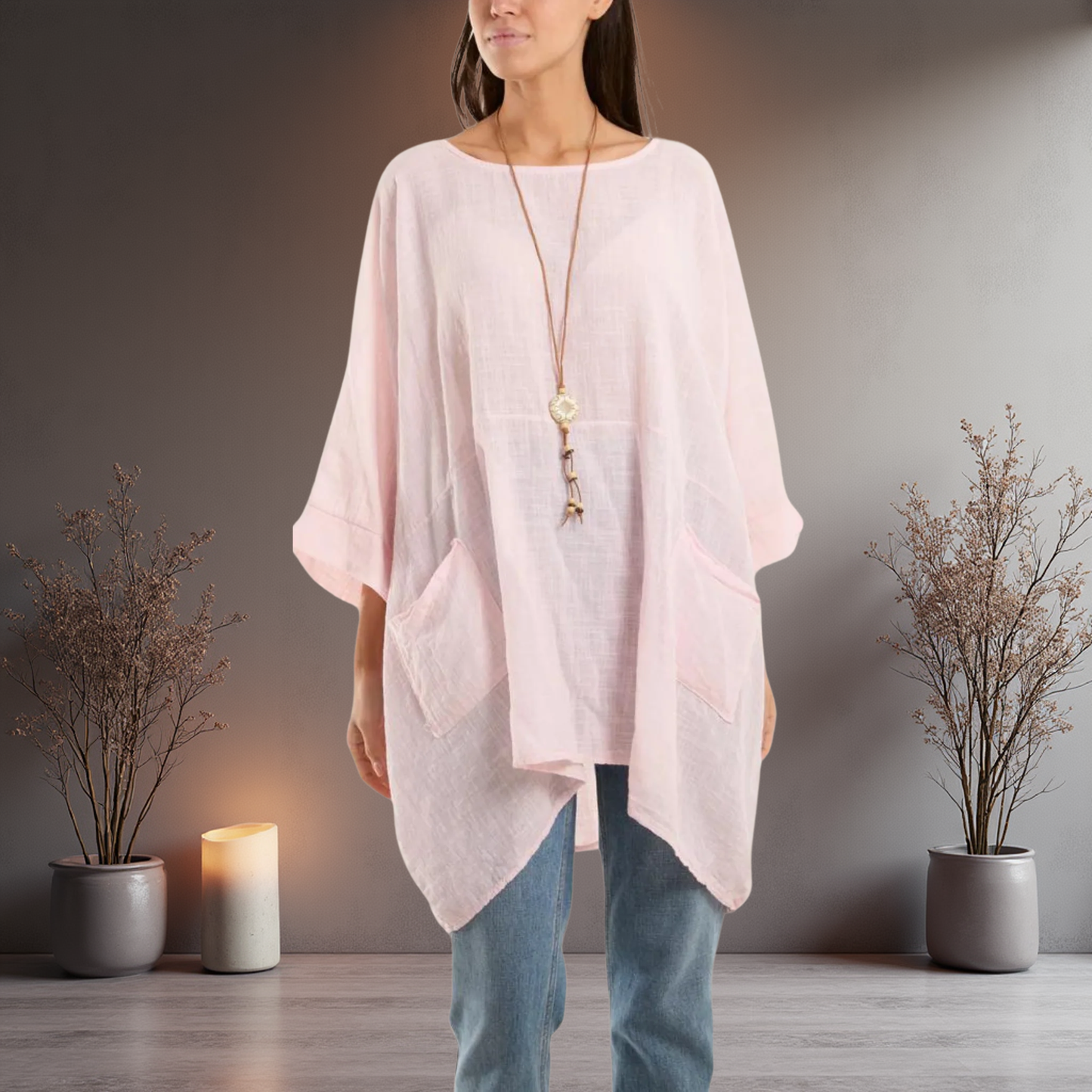 Cotton Mix Top - Come With A Pretty Necklace And In Various Colours