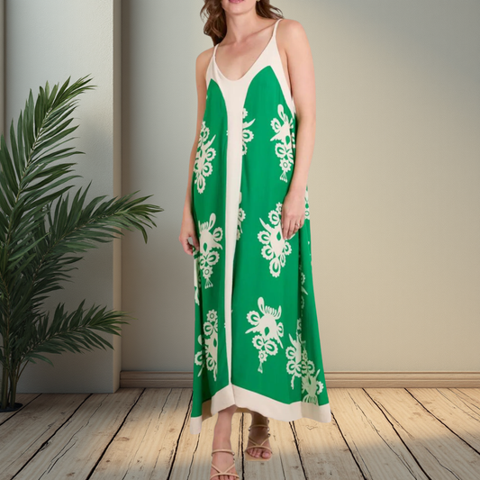 Contrast Border Printed Cami Dress - Available In Various Colours