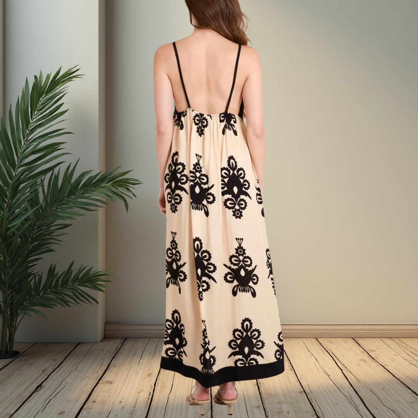 Contrast Border Printed Cami Dress - Available In Various Colours
