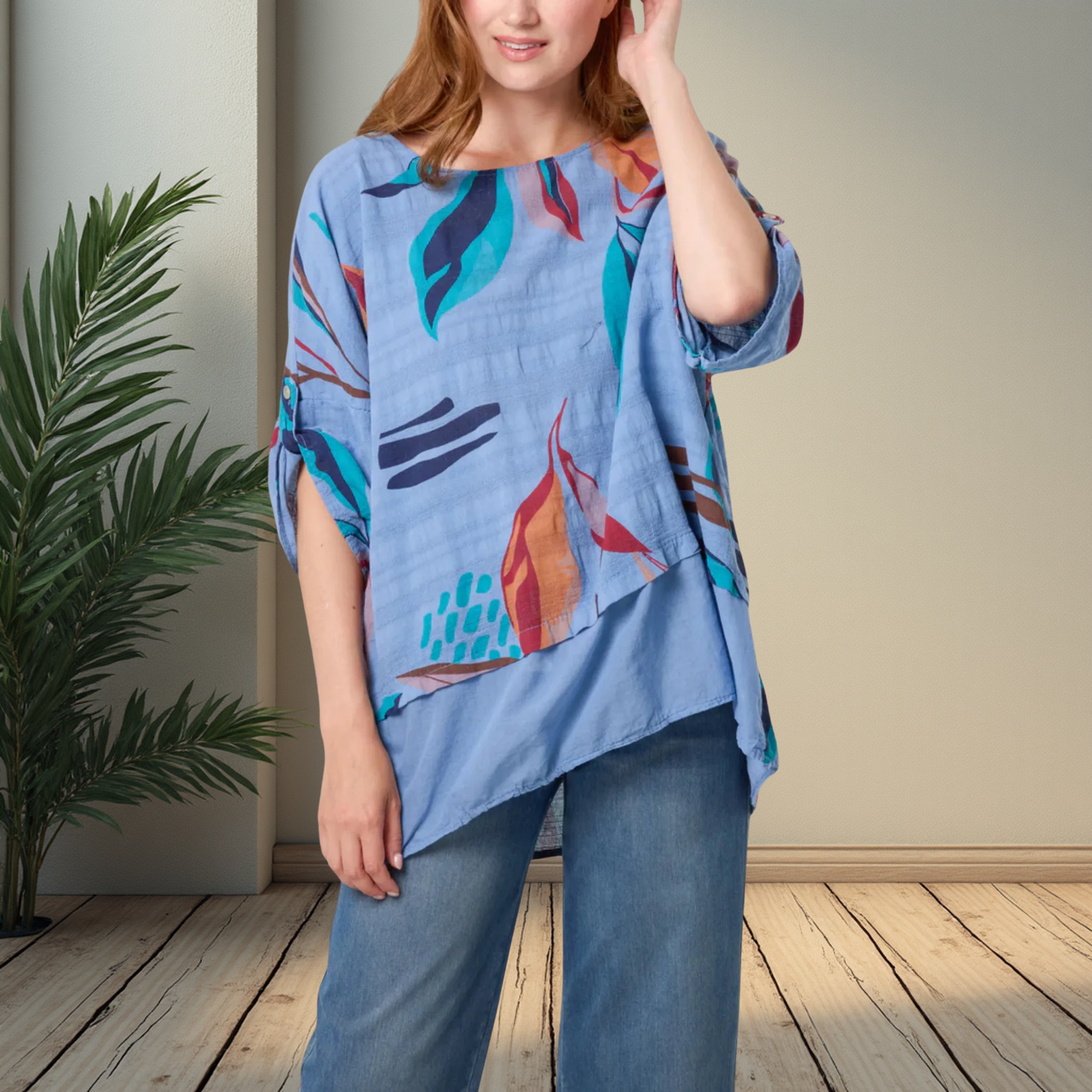 Cotton Leaf Pattern Top - Available In Various Colours