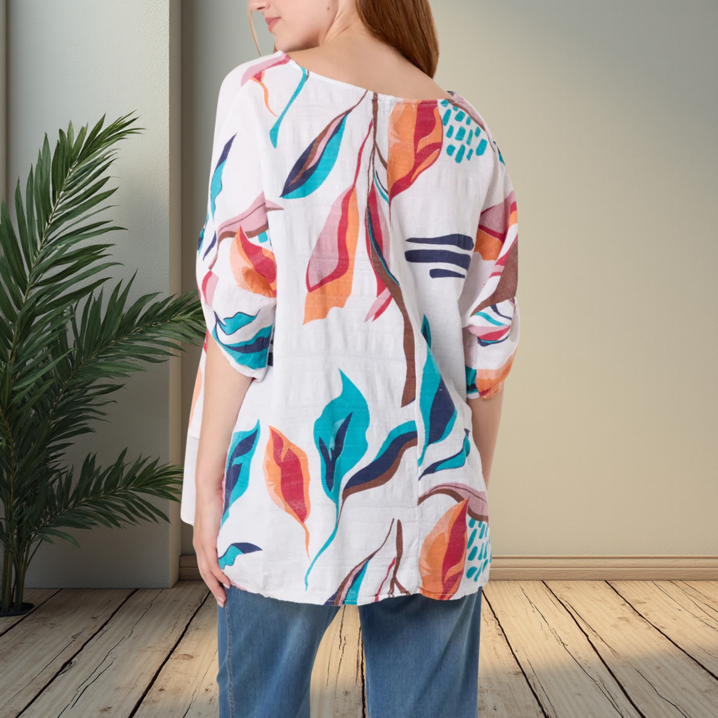 Cotton Leaf Pattern Top - Available In Various Colours