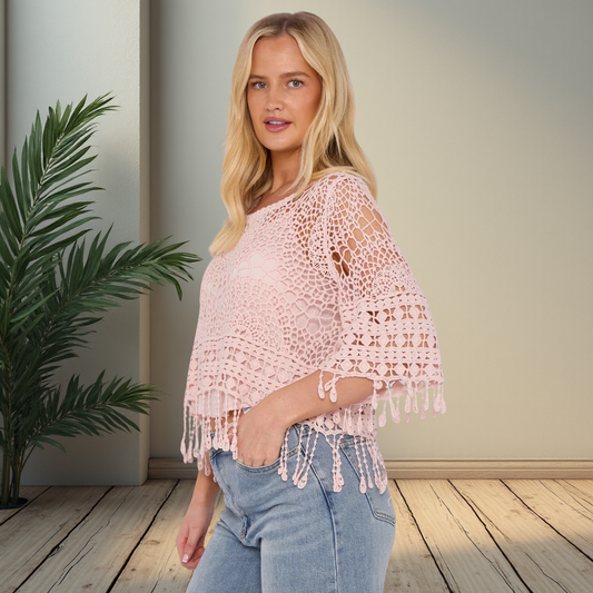 Pink Crochet 2-in-1 Top