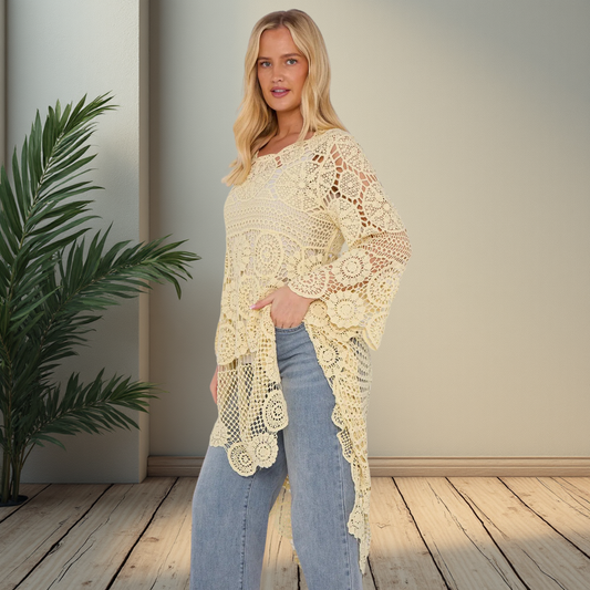 Crochet High Low Top - Available In Various Colours