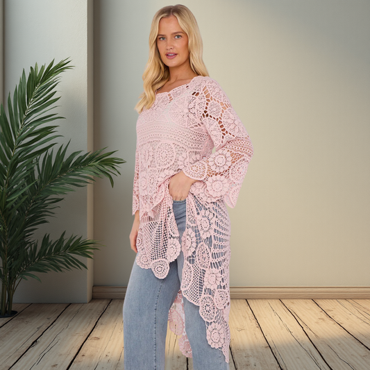 Crochet High Low Top - Available In Various Colours