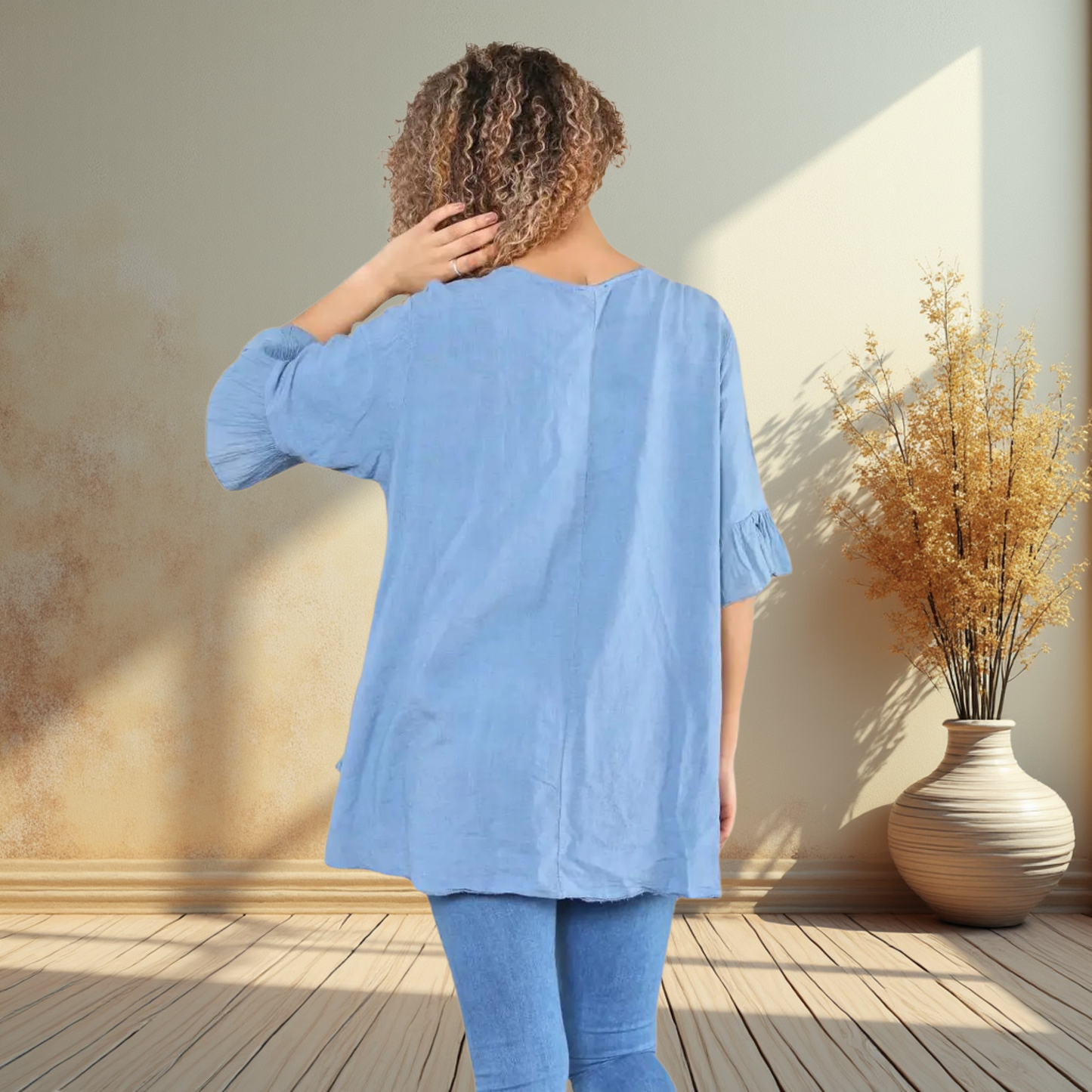 Floral Embroidered Ruffle Top- Also Available In Blue