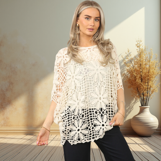 Floral Pattern Crochet top - Also Available In Pink