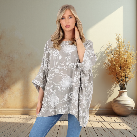 Floral Print Oversized Top - Also Available In Navy