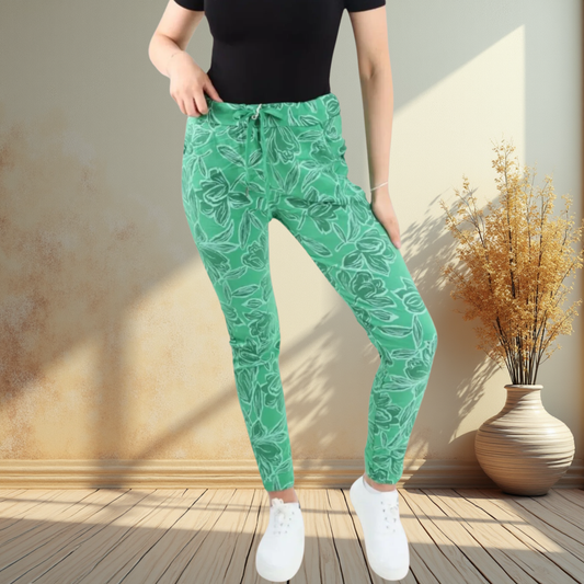 Floral Print Stretch Magic Trousers - Also Available In Green