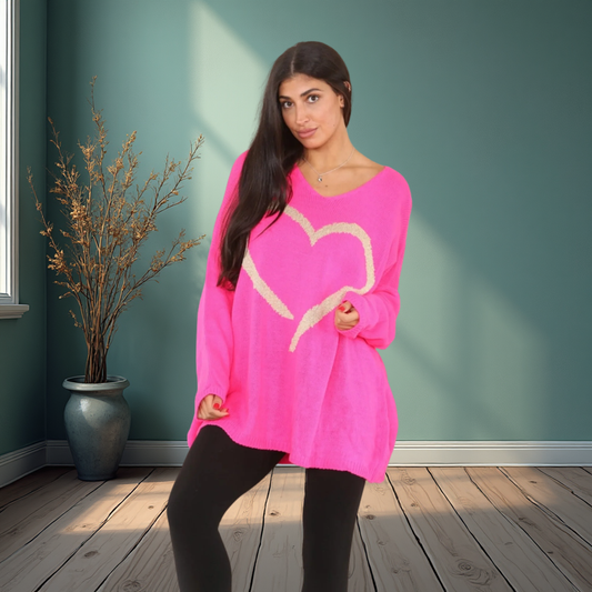 Gold Heart Design Jumper - Available In Various Colours
