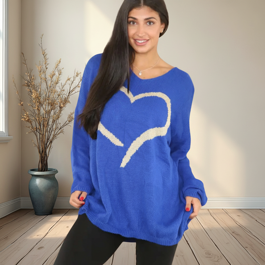 Gold Heart Design Jumper - Also Available In Navy