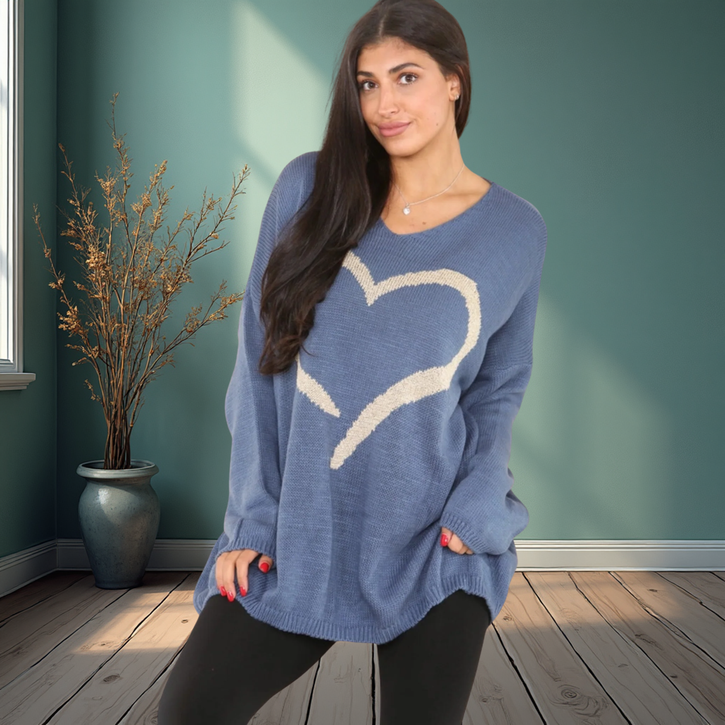 Gold Heart Design Jumper - Available In Various Colours