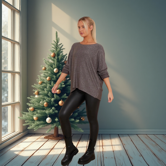 Soft Feel Glitter Top -  Available In Various Colours