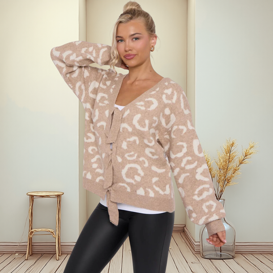 Leopard Print Tie Front Jumper - Also Available In Cream